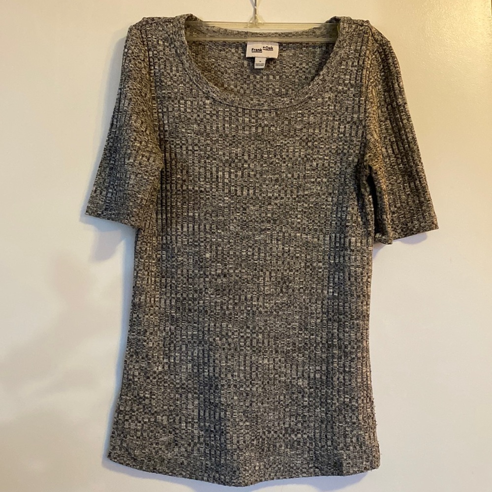 Frank + Oak 1/4 sleeve tee, size M, Heather grey